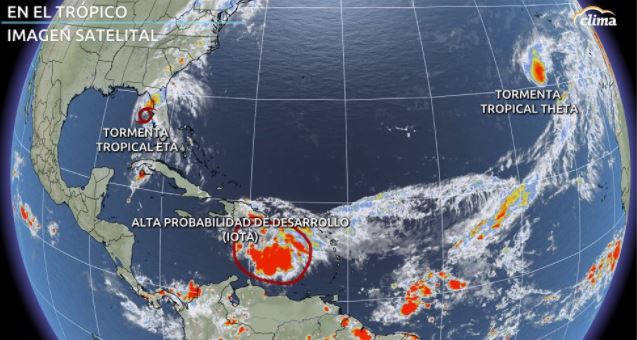Noviembre con el trópico muy activo: Eta, Theta y quizá otro ciclón en El Caribe