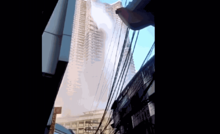 (VIDEO) Sismo en Filipinas convierte en cascada un rascacielos