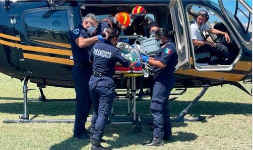 Helicóptero de la SSP traslada a joven grave de Valladolid a Mérida