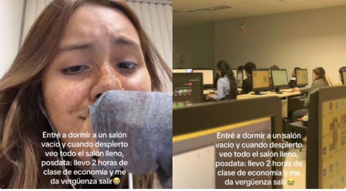 (VÍDEO) Entró a aula vacía para una siesta y luego despierta a media clase