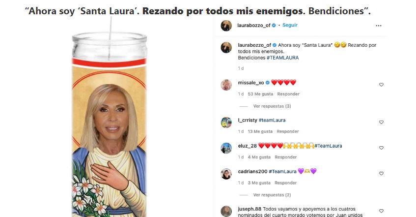 "Santa" Laura Bozzo reza a veladora con su imagen contra sus enemigos