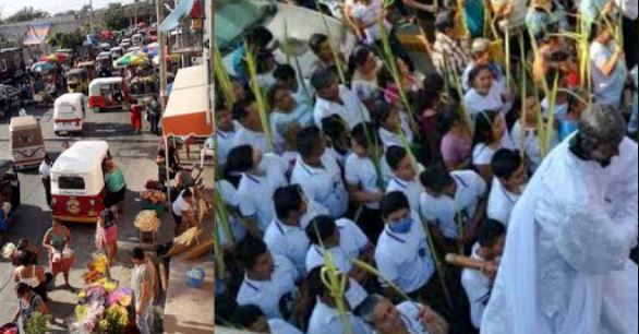 ¡De terror! Ignoraron sana distancia en Chiapas y Oaxaca en Domingo de Ramos