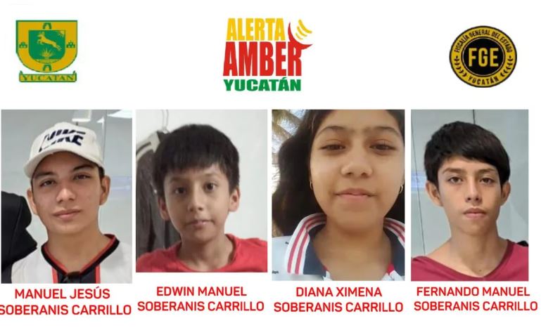 Activan Alerta Amber en Yucatán por desaparición de cuatro hermanos
