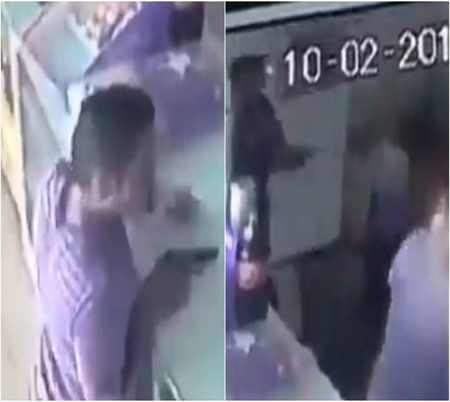 (VIDEO) Apunta a empleada de una tienda en Puebla y ella saca la suya