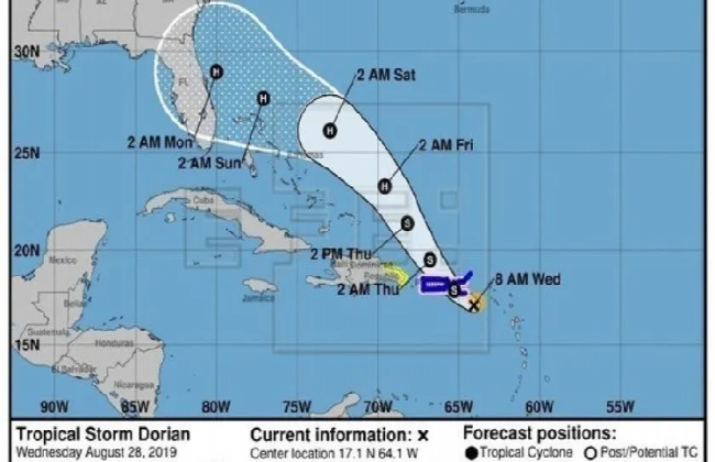 "Dorian" se convierte en huracán categoría 1