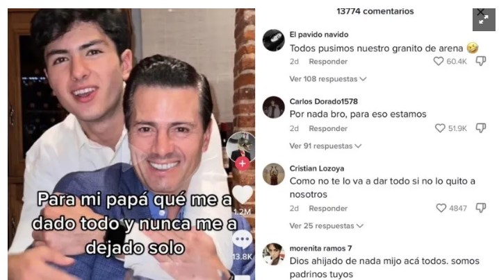 Agradece a su papá Peña Nieto por todo lo que le ha dado; lo llenan de "de nadas"