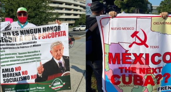 Gritan protestas contra el gobierno de López Obrador en EE.UU.