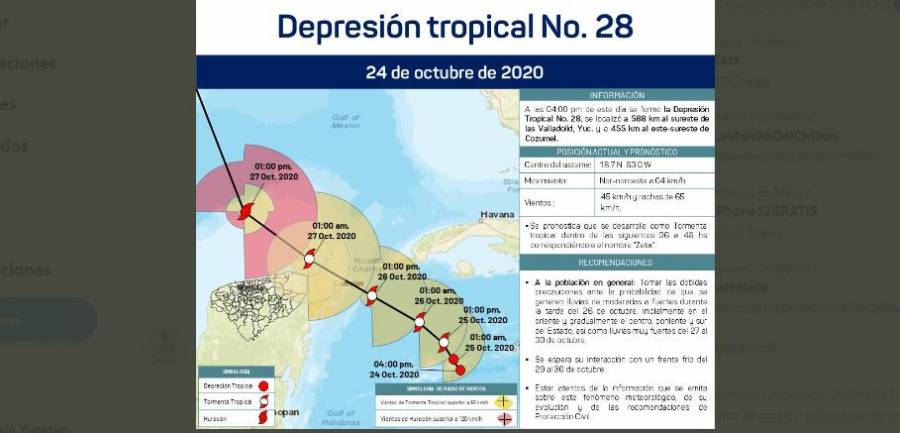 Yucatán en "Alerta Azul" por cercanía de la Depresión Tropical 28
