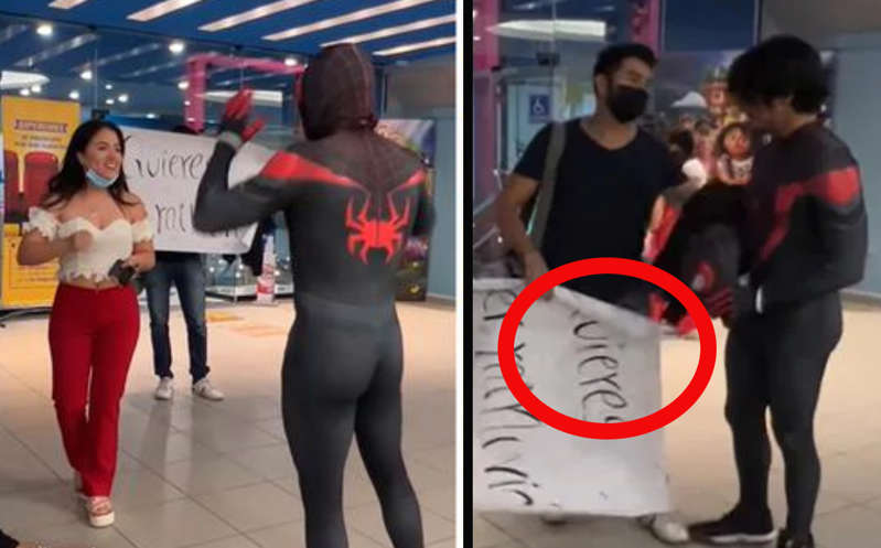 Se disfraza de Spider-Man para pedir a su amiga que sea su novia; lo rechazan