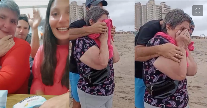 Llevó a su mamá adoptiva de 72 años a conocer el mar y su emoción se viraliza