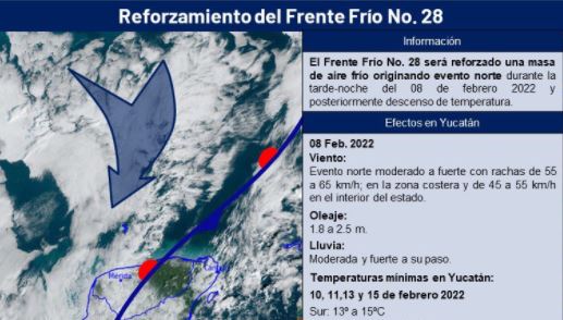 Pronostican más frío para Yucatán: llega masa e aire que refuerza al frente frío