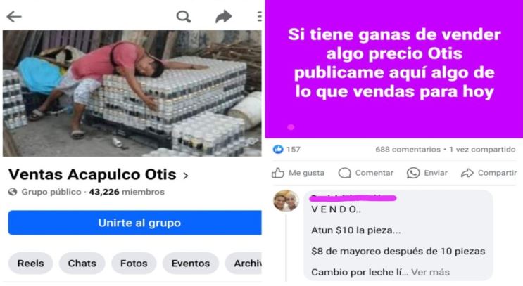 Acapulqueños venden en redes los productos que saquearon tras Otis