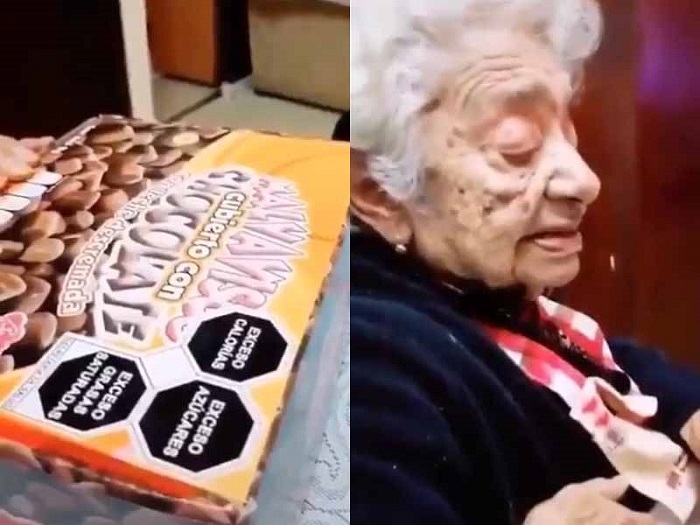 VIDEO: Abuelita reacciona al nuevo etiquetado en sus malvaviscos