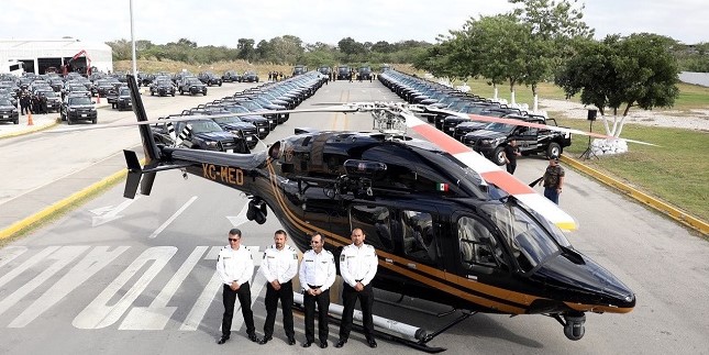 Estrena SSP Yucatán moderno helicóptero y patrullas en municipios