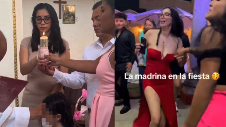 (VÍDEO) Guapa madrina de bautizo se viraliza en TikTok por ‘bien portadita’