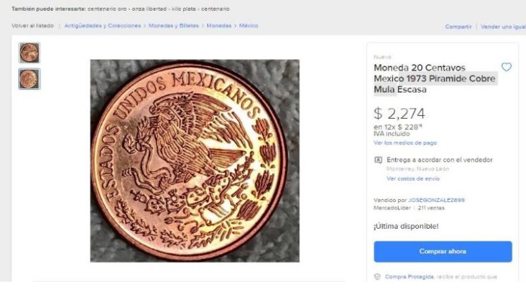 Cómo identificar monedas antiguas de 20 centavos cotizadas en $2,200